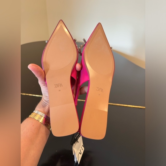 NWT Zara Luxury Summer Wedding Embelished Bejeweled Bow slingback mules/shoes - Picture 17 of 17